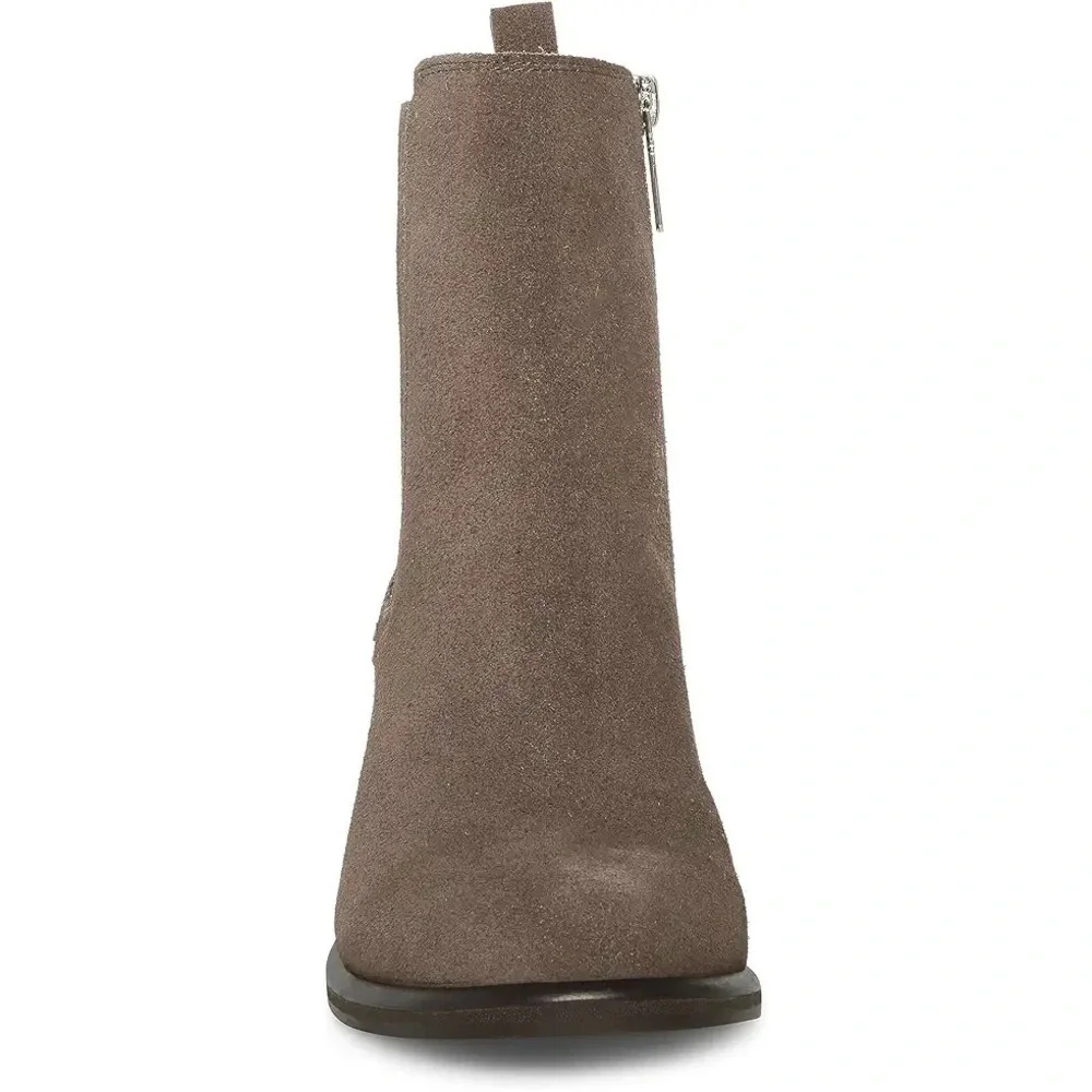New Blondo Waterproof Sonali Ankle Boot Dark Taupe Suede Stacked Heel Sz 6